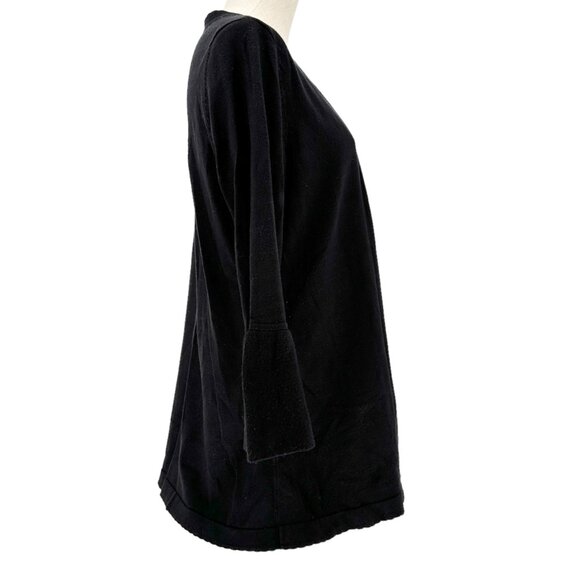 Charter Club Sweater Womens Medium Black Open Front Scalloped Edges 3/4 Sleeve - Picture 4 of 9